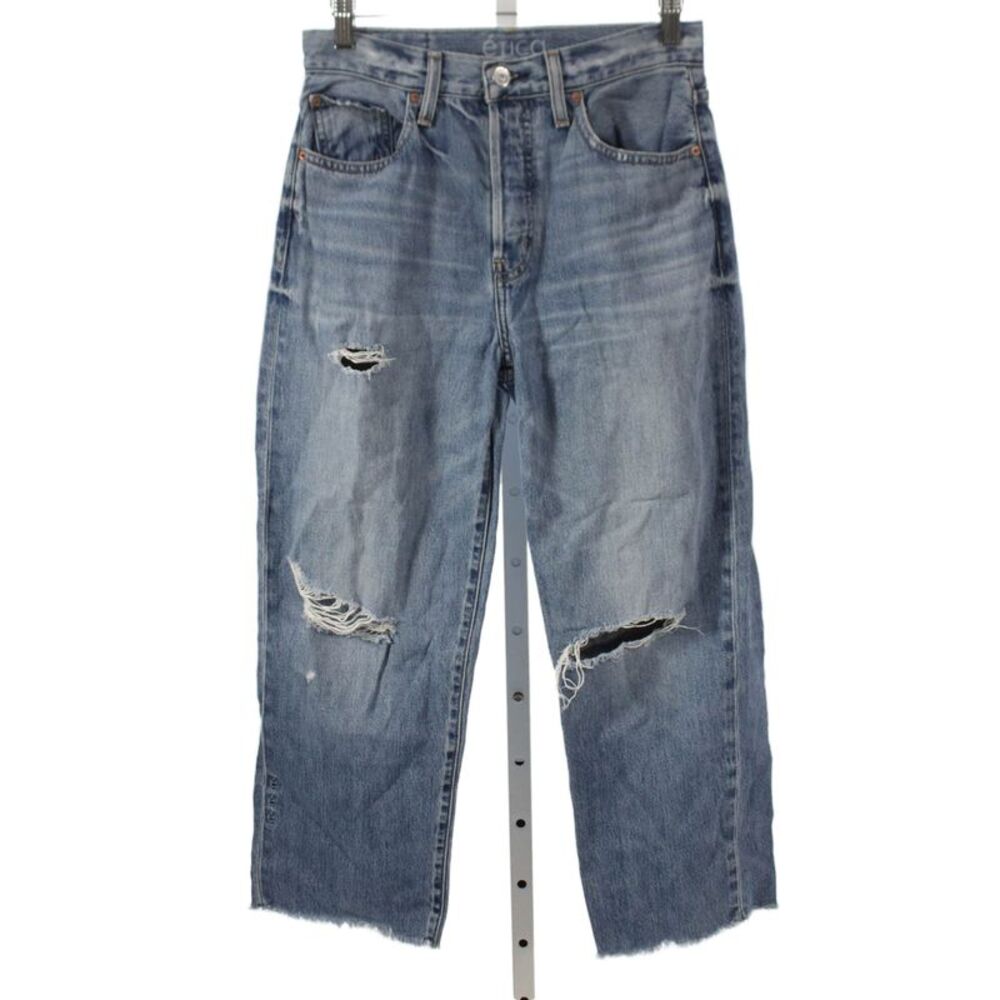Etica Womens Cropped High Rise Blue Cotton Blend Jeans Size 25